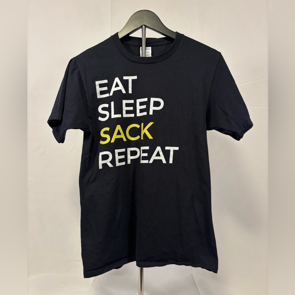 Men’s Football Black Cotton T-Shirt Size Small